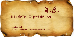 Mikán Cipriána névjegykártya